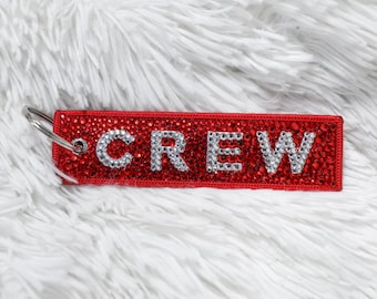 Crew Rhinestone Aviation Keychain luggage tag Red