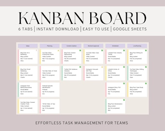 Kanban Board and Task tracker for Google Sheets | Task Management  | Project Management Tool | Manager Status Board | 2025 Calendar Planner