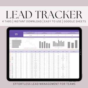 Lead Tracker Google Sheets Template | Dashboard, KPIs, Sales Pipeline | Small Business & Freelancer lead tracker tool