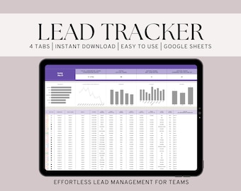 Plantilla de Google Sheets para seguimiento de clientes potenciales / Panel de control, KPI, embudo de ventas / Herramienta de seguimiento de clientes potenciales para pequeñas empresas y autónomos