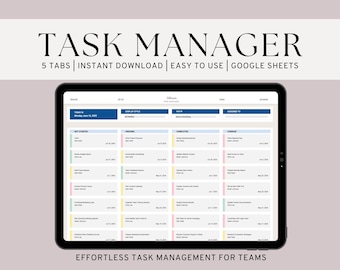Kanban Board and Task tracker for Google Sheets | Task Management  | Project Management Tool | Manager Status Board | 2025 Calendar Planner