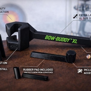 Twist-On 3.0 “XL” Bow Buddy – Nearly Universal Bow Hanger for Trucks & SUVs - Printed from ASA - Includes Spacer Ring and rubber protector