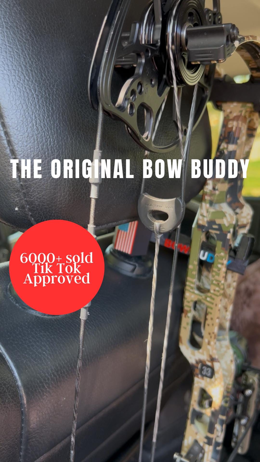 The Original Bow Buddy Headrest Bow Hanger/Gear Hook/Vehicle Organizer/Archery/Hunting (Rubber Protector and Spacer ring included)