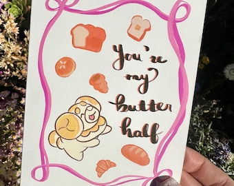 Cute Fidough Butter Half- Pokemon Greeting Card For Anniversary Valentines Relationships