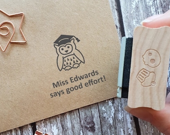 Personalised Owl Teacher Rubber Stamp -  Personalized Teacher Stamper - Teacher Present - Gift Teacher Appreciation - Teaching Supplies