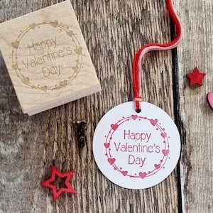 Happy Valentine's Day Heart Wreath Rubber Stamp