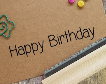 Small Happy Birthday Rubber Stamp Large Sentiment Text Rubber Stamp ...