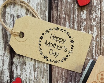 Happy Mother's Day Floral Border Rubber Stamp