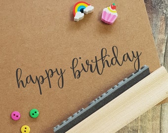 Happy Birthday Calligraphy font Rubber Stamp