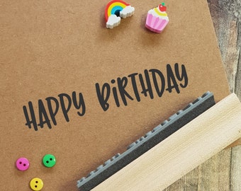 Small Happy Birthday Rubber Stamp Large Sentiment Text Rubber Stamp ...