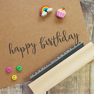 Happy Birthday Calligraphy font Rubber Stamp