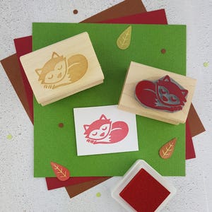 Fox Stamp - Sleeping Fox Rubber Stamp - Animal Stamper - Gift Animal Lover - Woodland Craft - Baby Scrapbooking - Card Making