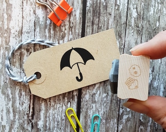 Umbrella Rubber Stamp -  Weather Rubber Stamp - Water Stamper - Rain Drop -  Storm Cloud - Gift for Cloud Lover - Sky - Cloudy - Rainy Day