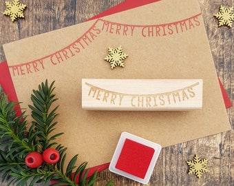 Merry Christmas Bunting Rubber Stamp  - Christmas  Stamp - Scrapbooking - Christmas Card Making - Banner Stamp - Happy Christmas - Letters