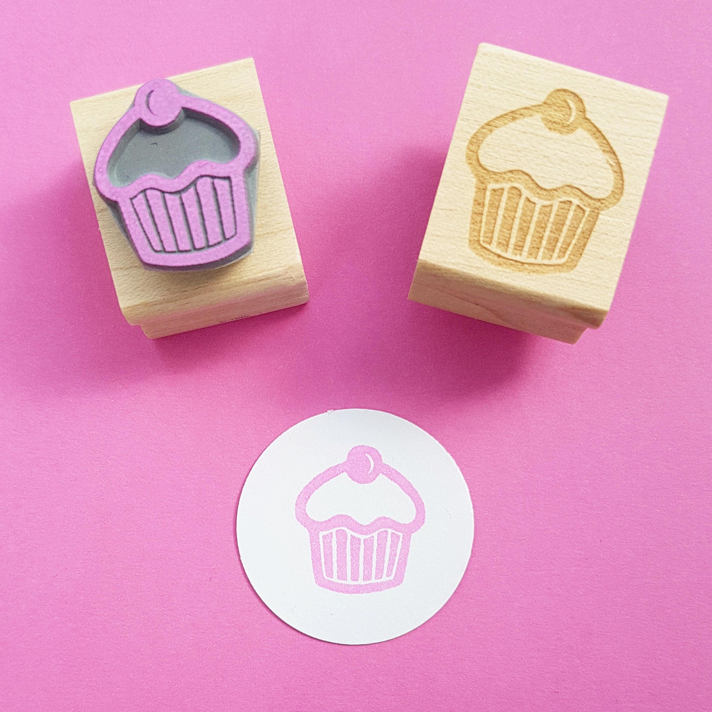 Skull & Cross Buns Mini Artisan Rubber Stamp - Cherry Cupcake Skull & Cross Buns Mini Artisan Rubber Stamp - Cherry Cupcake