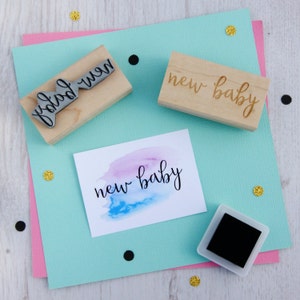 New Baby Rubber Stamp - Birth Stamper - Birth Announcement - DIY - Handmade Baby - Script Font - Baby Boy - Baby Girl - Baby Shower Gift