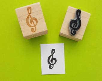 Treble Clef Music Mini Rubber Stamp