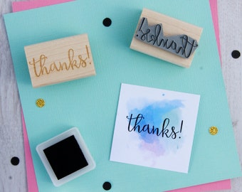 Thanks Sentiment Text Rubber Stamp - Thanks Stamper - Script Style Font - Card Making - Scrapbooking - Thanksgiving - Thank You Gift