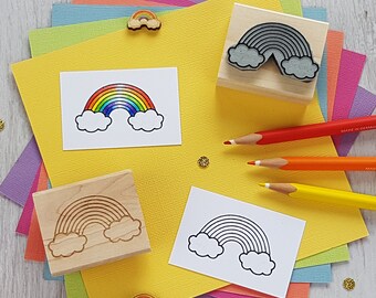 Rainbow Rubber Stamp - Rainbow Colouring In Rubber Stamp  - Stocking Stuffer - Rainbow Gift - Gift for Cloud Lover - Rainbow Stamper - Cloud