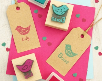 Personalised Children's Sleepy Birdie Rubber Stamp  - Personalized Rubber Stamp - Custom Stamper - Bird Rubber Stamp - Gift for Bird Lover