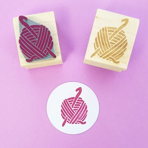 Crochet Ball and Hook Rubber Stamp - Craft Stamper - Scrapbooking - Sewing Stamp - Haberdashery Stamp - Craft Supplies - Thread - Yarn