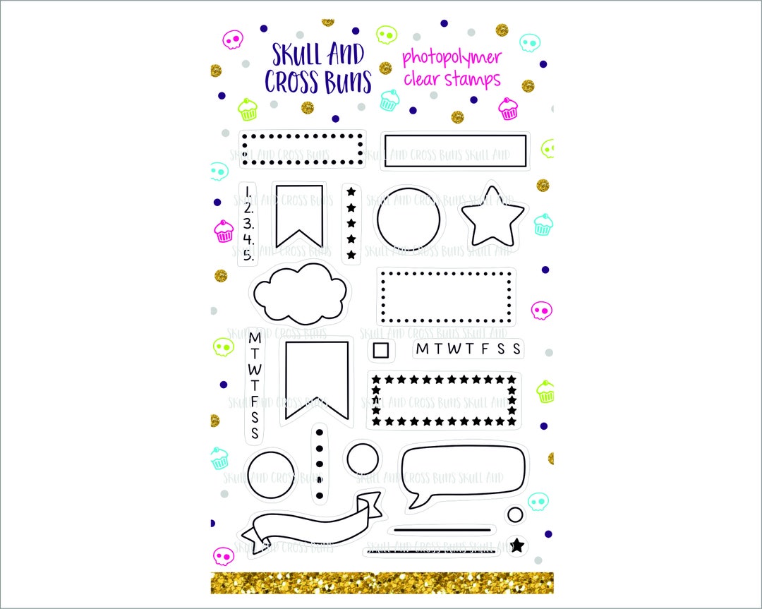 Planner Stamps - Planner Banners Rubber Stamp Set - Clear Stamps ...