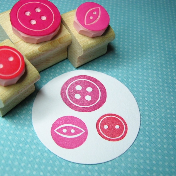 Sweet Three Button Set of 3 Rubber Stamps - Button Gift - Gift for Button Lover - Button Craft - Button Stamper - Gift for Mom