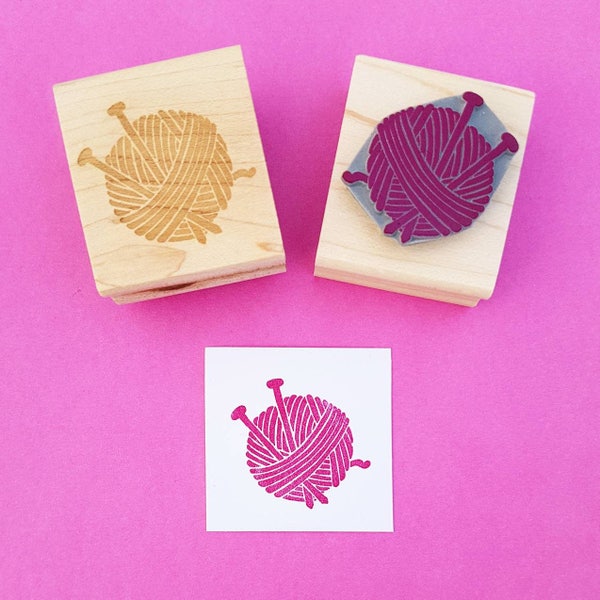 Wool and Needles Rubber Stamp - Knitting Stamp - Knit Stamper - Gift for Knitter - Knitting Supplies - Knitting Needles - Handmade Craft