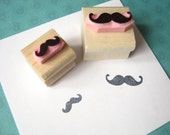 Moustache Rubber Stamp - Pair of Mini Moustaches Rubber Stamps - Gift for Men - Beard Lover - Hipster Present - Mens Grooming