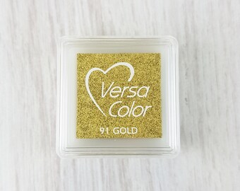 VersaColor Pigment Ink Pad Small in Gold - Ink for stamp - Inkpad for Rubber Stamp - Versa Color - Colour Ink Pad - Metallic Ink