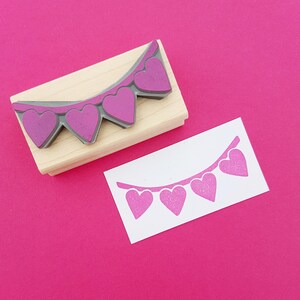 Bunting Stamp Heart Bunting Rubber Stamp Wedding Stamper Wedding Invite DIY Wedding Handmade Wedding Scrapbooking image 2