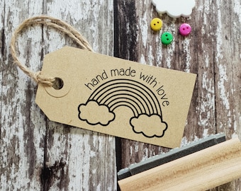 Rainbow Handmade With Love Rubber Stamp   - Handmade By Rubber Stamp - Rainbow Rubber Stamp - Gift for Rainbow Lover