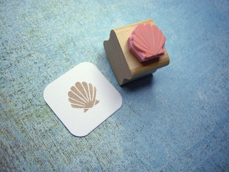 Mini Clam Shell Rubber Stamp Nautical Wedding Beach Wedding Shell Stamper Beach Gift Shell Gift Mermaid Gift image 1