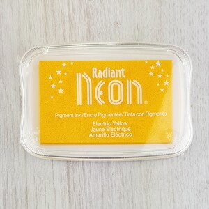 Neon Ink Pad - Radiant Neon Electric Yellow Pigment Ink Pad Large - Ink for stamp - Inkpad for Rubber Stamp - Bright Yellow Ink - Yellow Ink