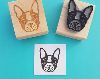 Dog Stamp - Boston Terrier Rubber Stamp - Gift Animal Lover -  Present Dog Lover - Pet Stamper - Puppy Gift - Scrapbooking - Puppy Stamp