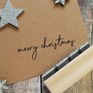 Merry Christmas Handwritten Font Rubber Stamp