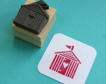 Heart Beach Hut Rubber Stamp - Beach Hut Rubber Stamper - Beach Wedding - Nautical Wedding - British Seaside - Beach Lover - Beach Party