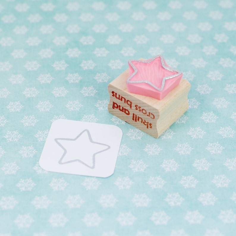 Star Stamp Mini Star Outline Rubber Stamp Christmas Rubber Etsy