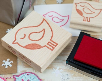 Winter Robin Christmas Rubber Stamp - Christmas Craft - DIY Christmas Card - Stocking Stuffer - Bird Rubber Stamp - Robin Gift - Holidays