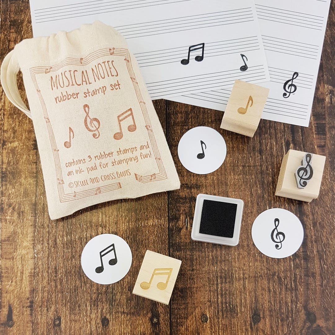 Musical Notes Rubber Stamp Set Music Stamper Crotchet Stamp Treble Clef