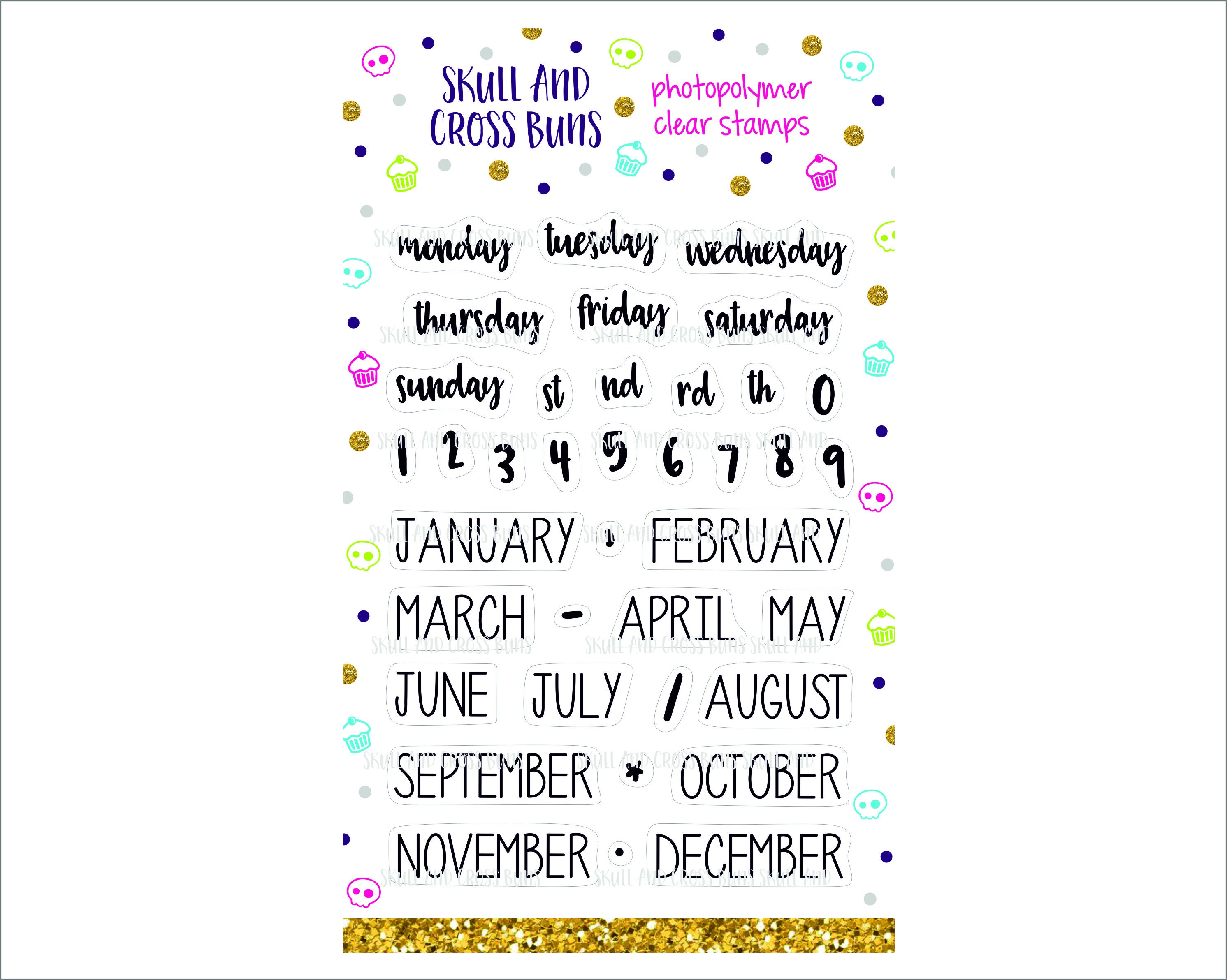 Bullet Journal Date Stamps, Clear Planner Stamps, Months Year Calendar  Stamp Set