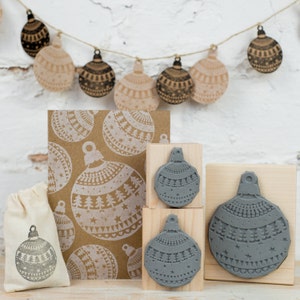 Christmas Pattern Bauble Rubber Stamp  - as seen in the Zoella Christmas Wrapping Video - Christmas Craft - Wrap - Decoration Stamper - Xmas