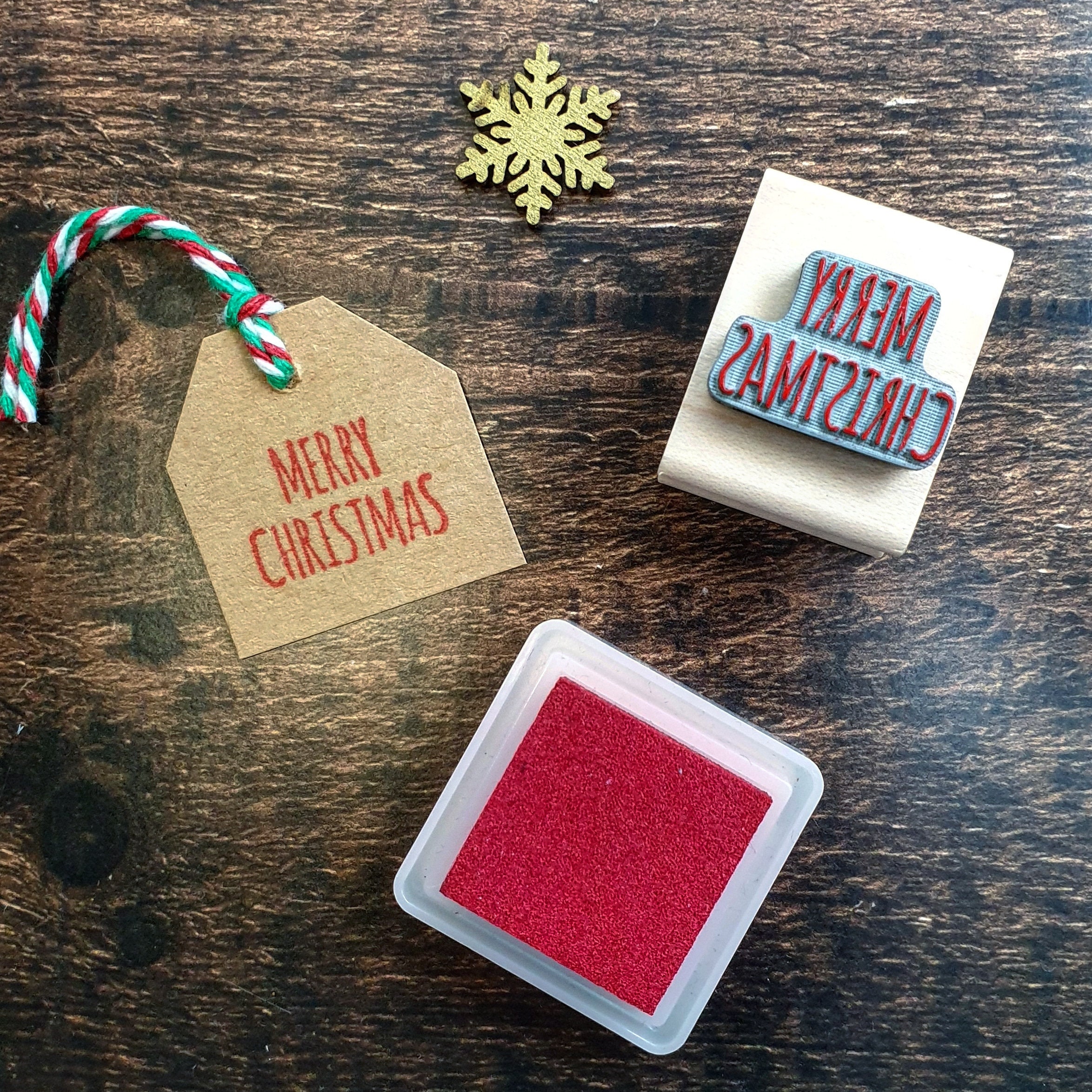 Mini Merry Christmas Rubber Stamp - Etsy UK