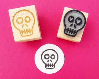 Skull Stamp - Love Sick Skull rubber stamper - Gift for Boys - Halloween Stamp - Gift for Teens - Alternative - Goth - Stocking Filler