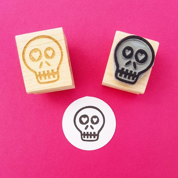 Skull & Cross Buns Small Artisan Rubber Stamp - Skull & Bones Skull & Cross Buns Small Artisan Rubber Stamp - Skull & Bones
