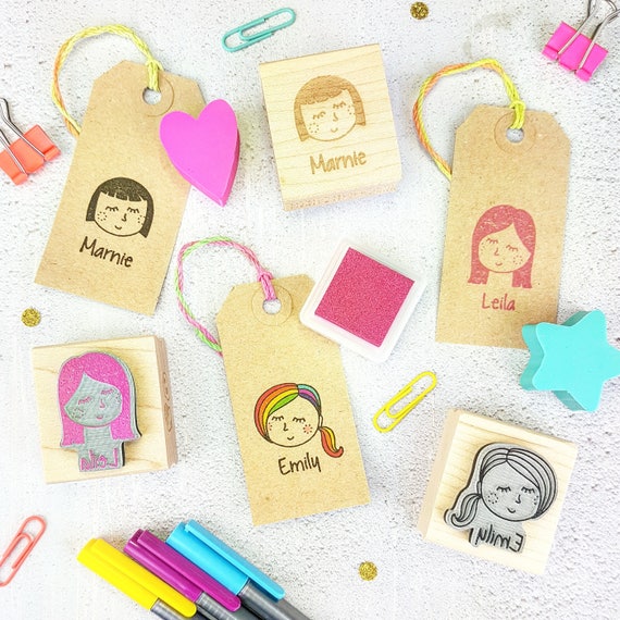 Personalised Woman Girl Character Rubber Stamp  - Mothers Day Stamp - Custom Stamper - Secret Santa Gift - Gift for Teen