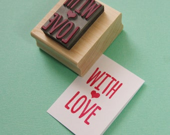 With Love Sentiment Text Rubber Stamp - Love Stamper - Wedding Gift - DIY Wedding - Handmade Wedding Invites - Valentines
