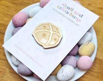 Easter Hot Cross Bun Pin Badge Gift