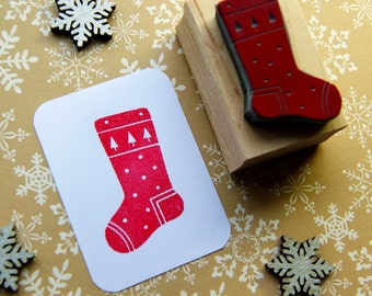 Christmas Stocking Stamp - Santa Stocking Rubber Stamp - Festive Stamper - Stocking Filler Stuffer - Gift for Crafter - Scrapbooking