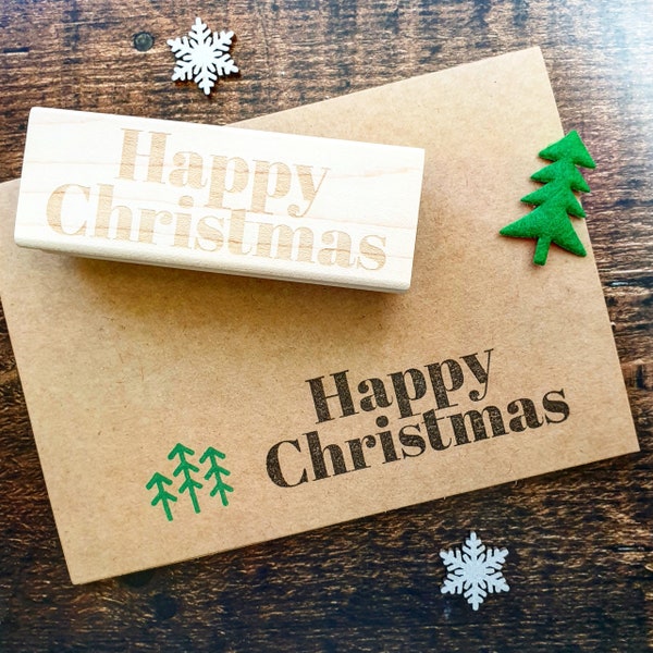 Happy Christmas Contemporary Font Rubber Stamp